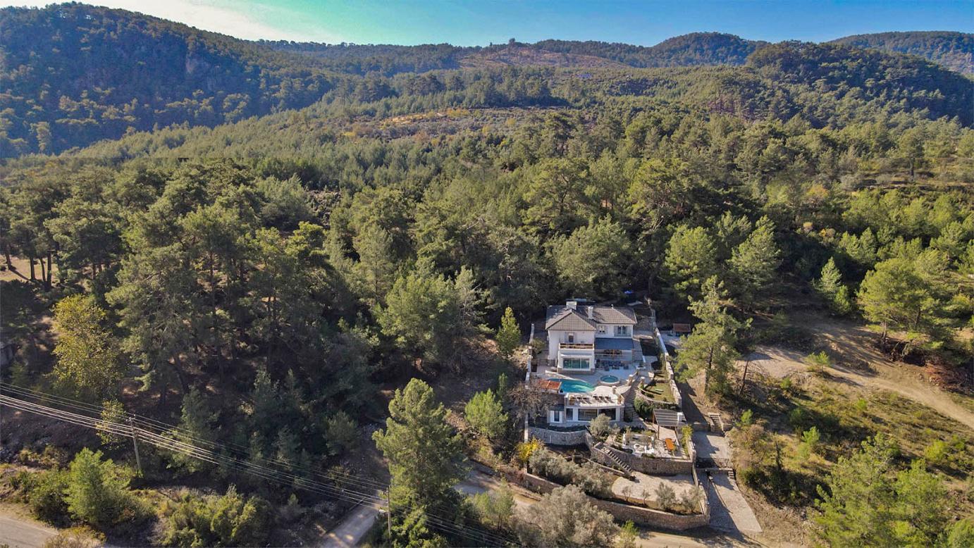 Yamac Villa location near Fethiye and Uzumlu in the Taurus Mountains, Turkey, close to the Aegean coast